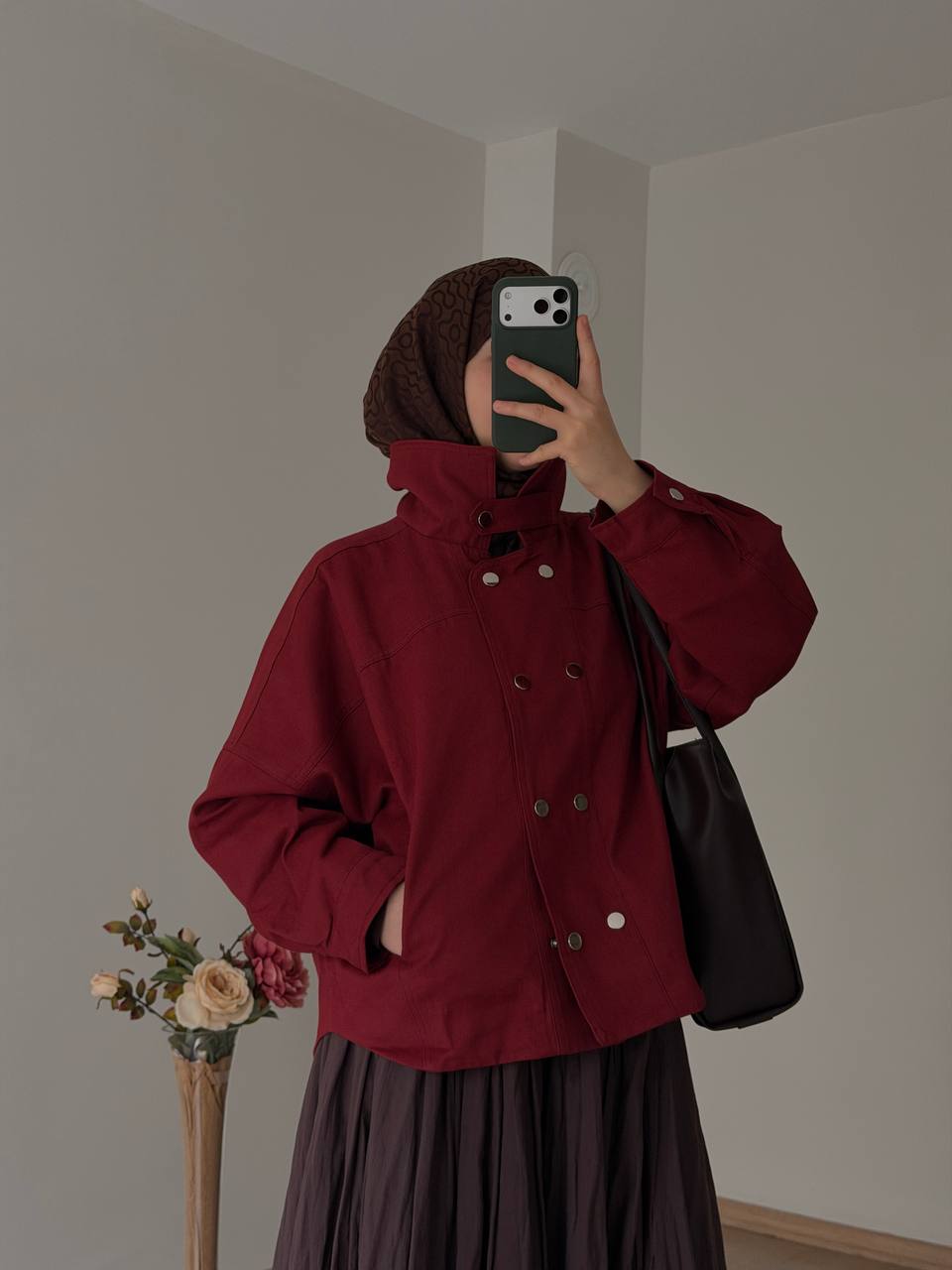 Çakımlı Gabardin Ceket