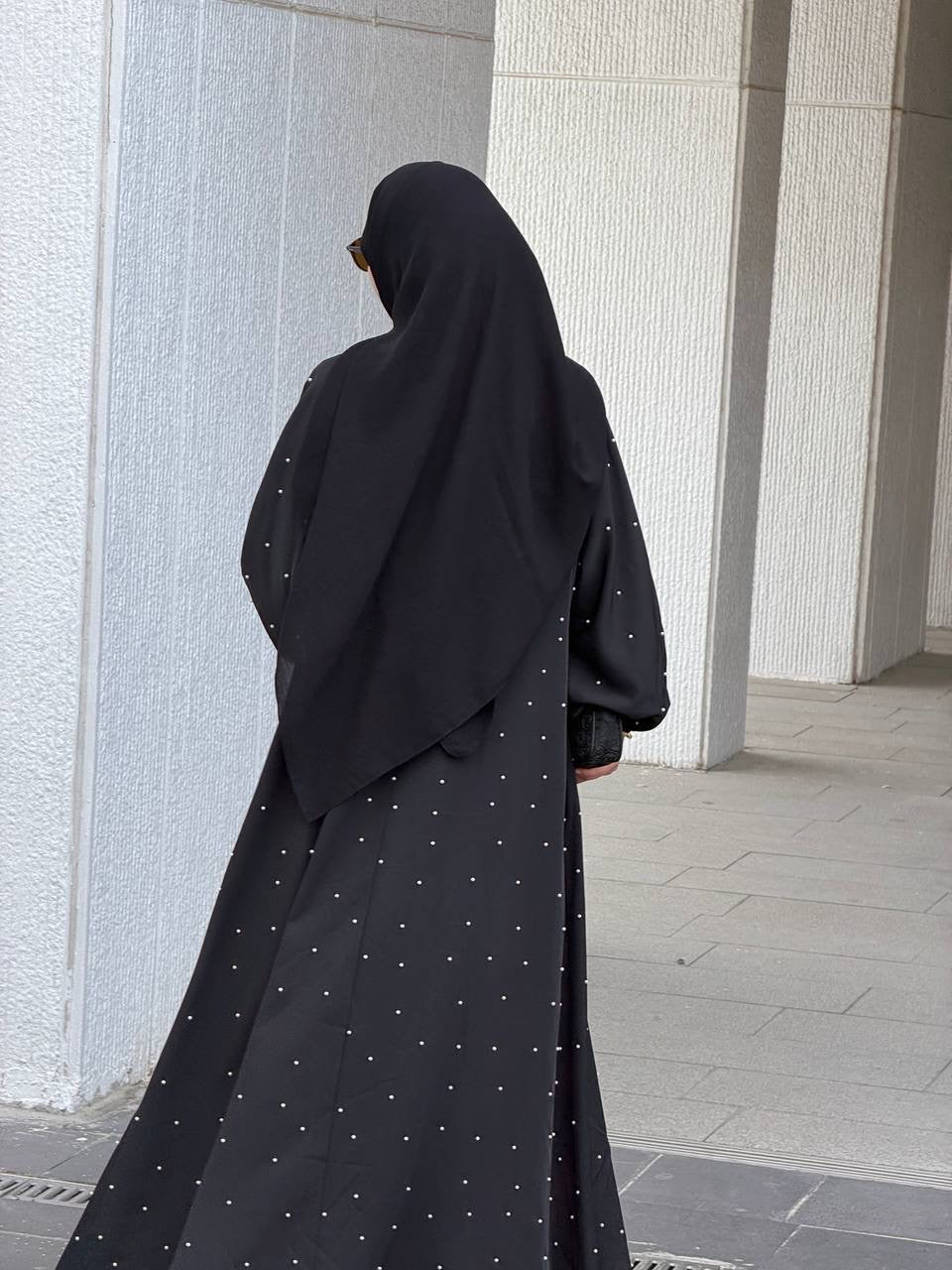 İncili ikili abaya takım