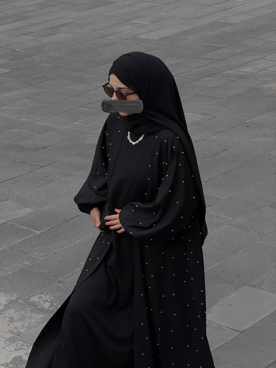 İncili ikili abaya takım